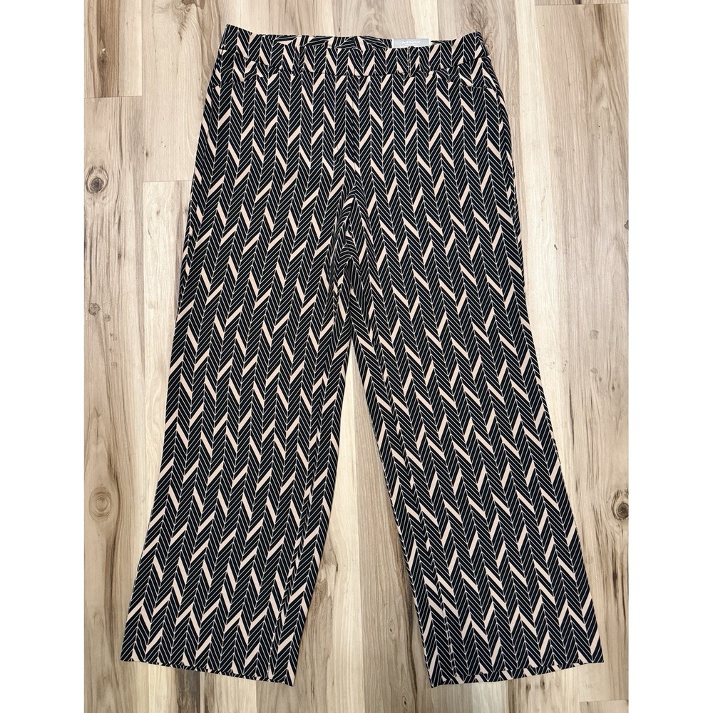 Chico's Women's Black/Beige Chevron Wide-Leg Dress Pants Regular 2.5 31"